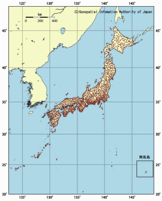 国内の電子基準点設置状況