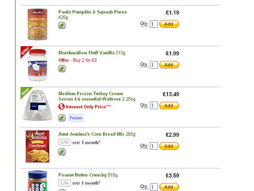 Ocado's Thanksgiving selection