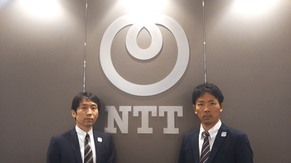 農業×ICTに携わるNTT研究企画部門 久住嘉和氏(左)と小野里 剛氏(右)