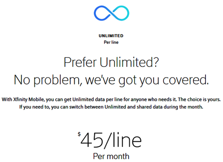 Xfinity Mobileの料金プラン