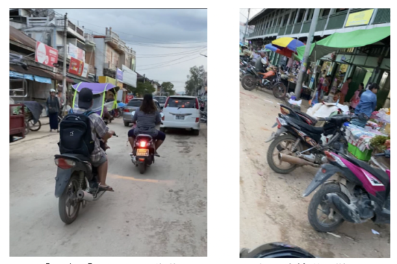 【写真4】バイクで移動している人たちと駐輪場の様子