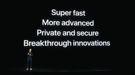 【図1】5Gの特徴を紹介するApple社CEO Tim Cook氏
