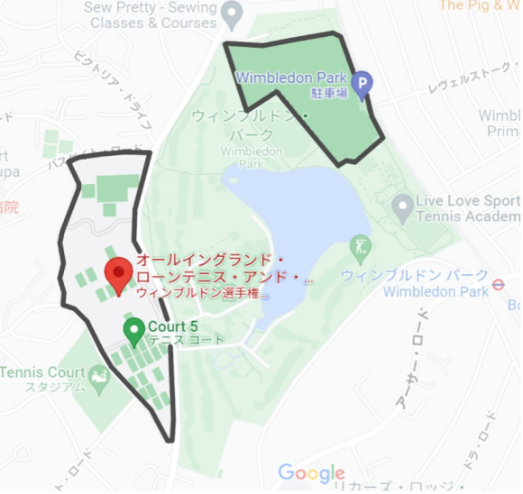 【図1】Wimbledon Parkと会場 Map