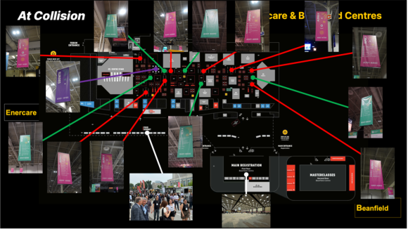 Collision 2024におけるStartupブース (出典: Collision 2024の公開データに筆者撮影の写真を重ね合わせ)
