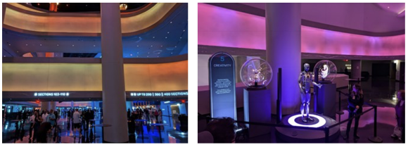 【写真3】「Sphere」のロビーに設置されたAIロボット（右）